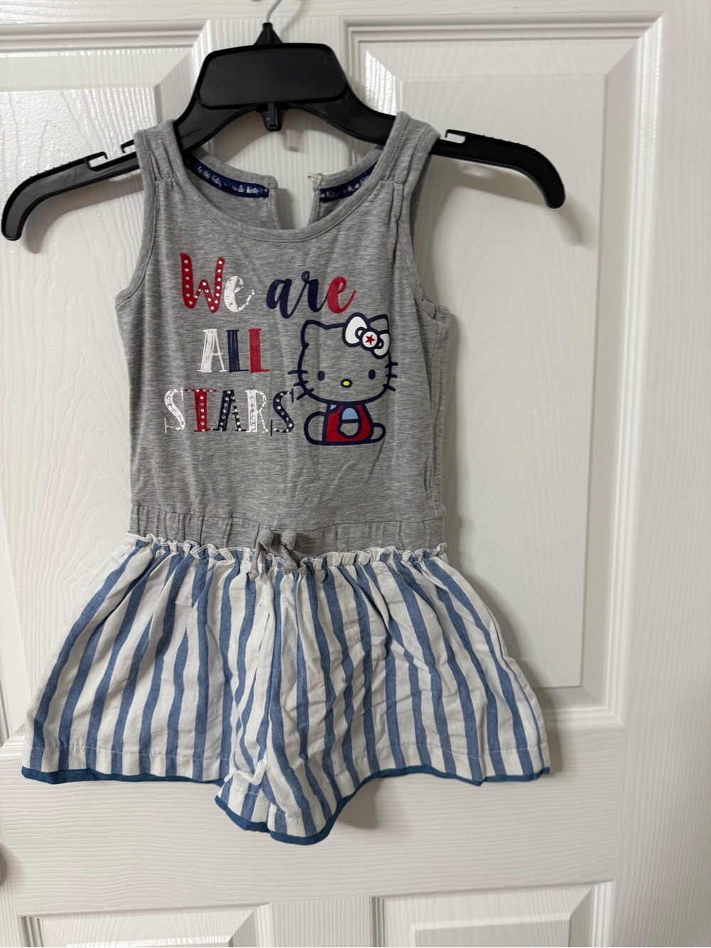 Gray Hello Kitty Striped Skater Dress romper with shorts size 6